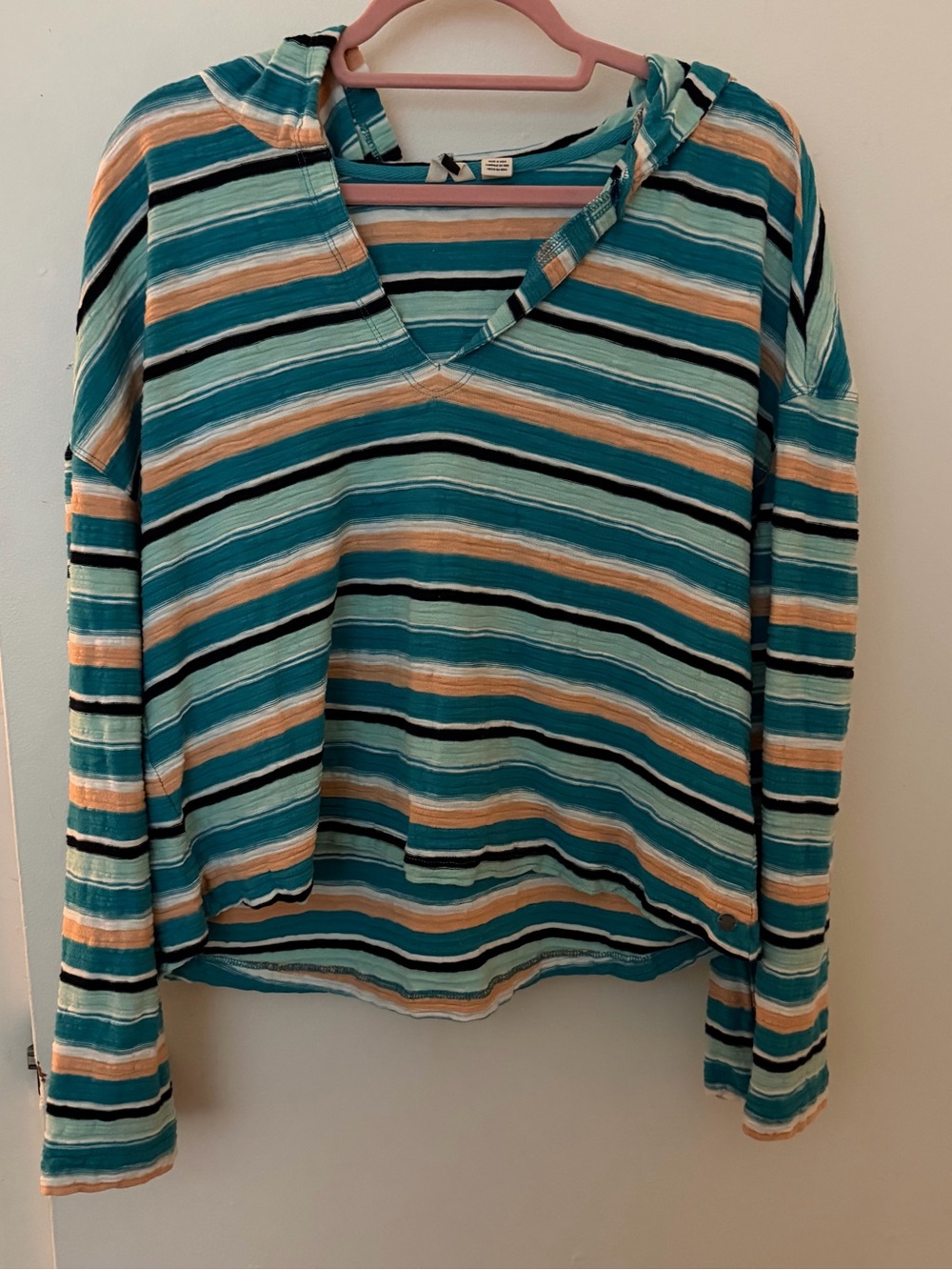 Roxy Striped Long Sleeve Hoodie Size Large
